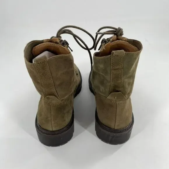 Lucky Brand‎ Idara Womens Ankle Combat Boots Army Green Suede Side Zip Sz 8.5 - Picture 8 of 9